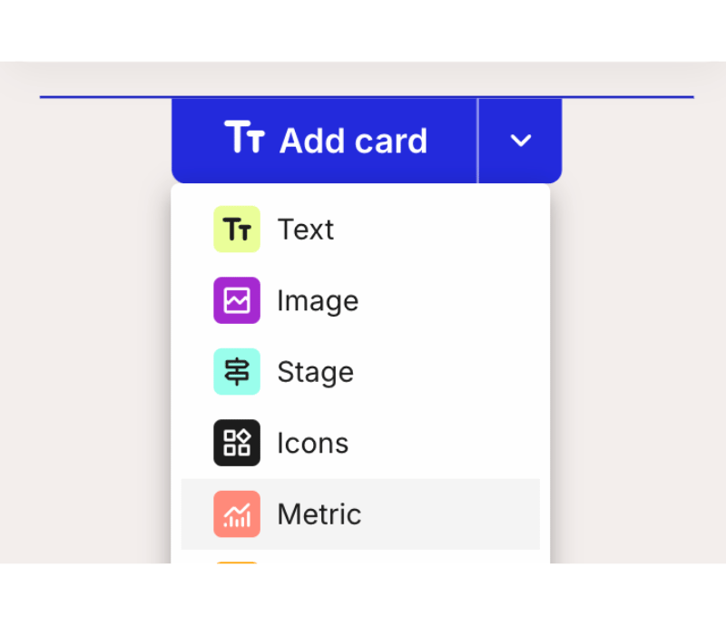 when adding a card, a drop down opens where you can choose from various card types.